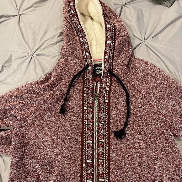 Inspired Hearts Red Hooded Sweater - Picture 9 of 10